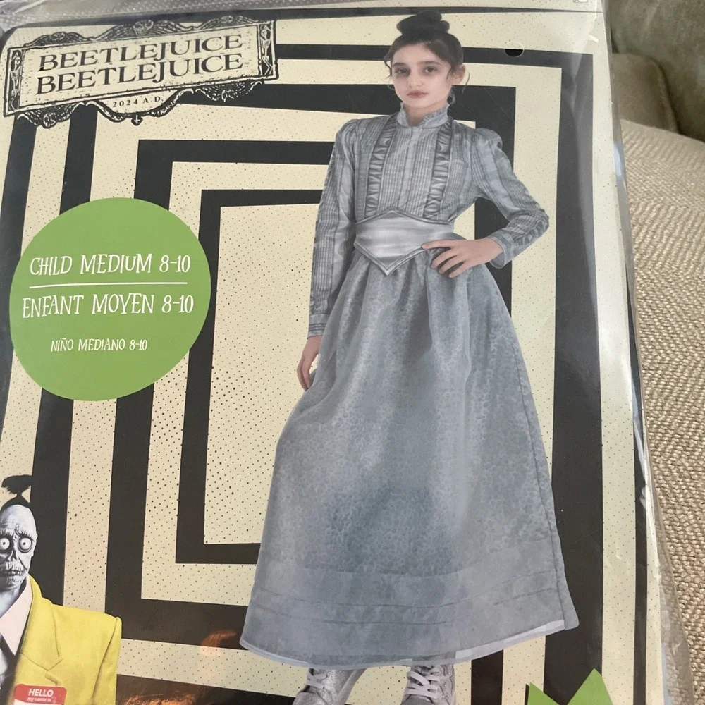 Astrid Costume Beetlejuice Beetlejuice Child Medium Size 8-10 Dress W Att Belt - Picture 5 of 7